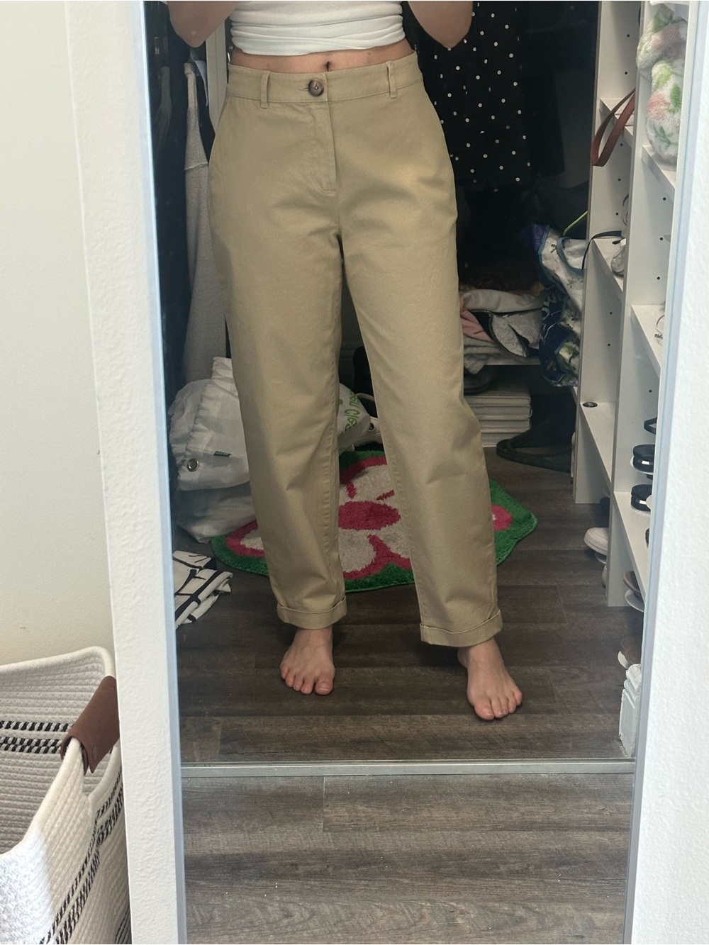 Zara Beige Straight-Leg Chino Pants